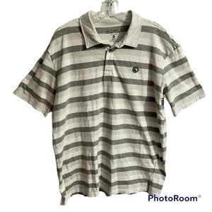 Salt Life XL Polo Shirt Men Grey Stripe Logo 100% Cotton Casual Lightwei…